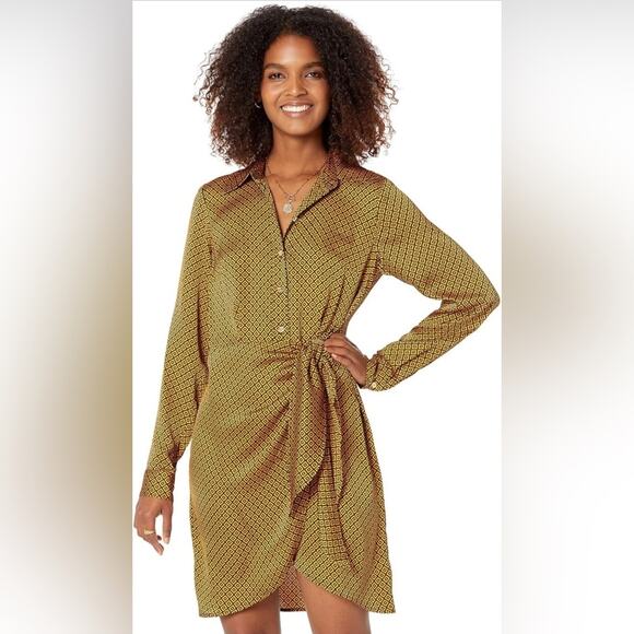 Michael Kors NWOT Button-Down Tie Dress Size Small in Marigold - Picture 1 of 11